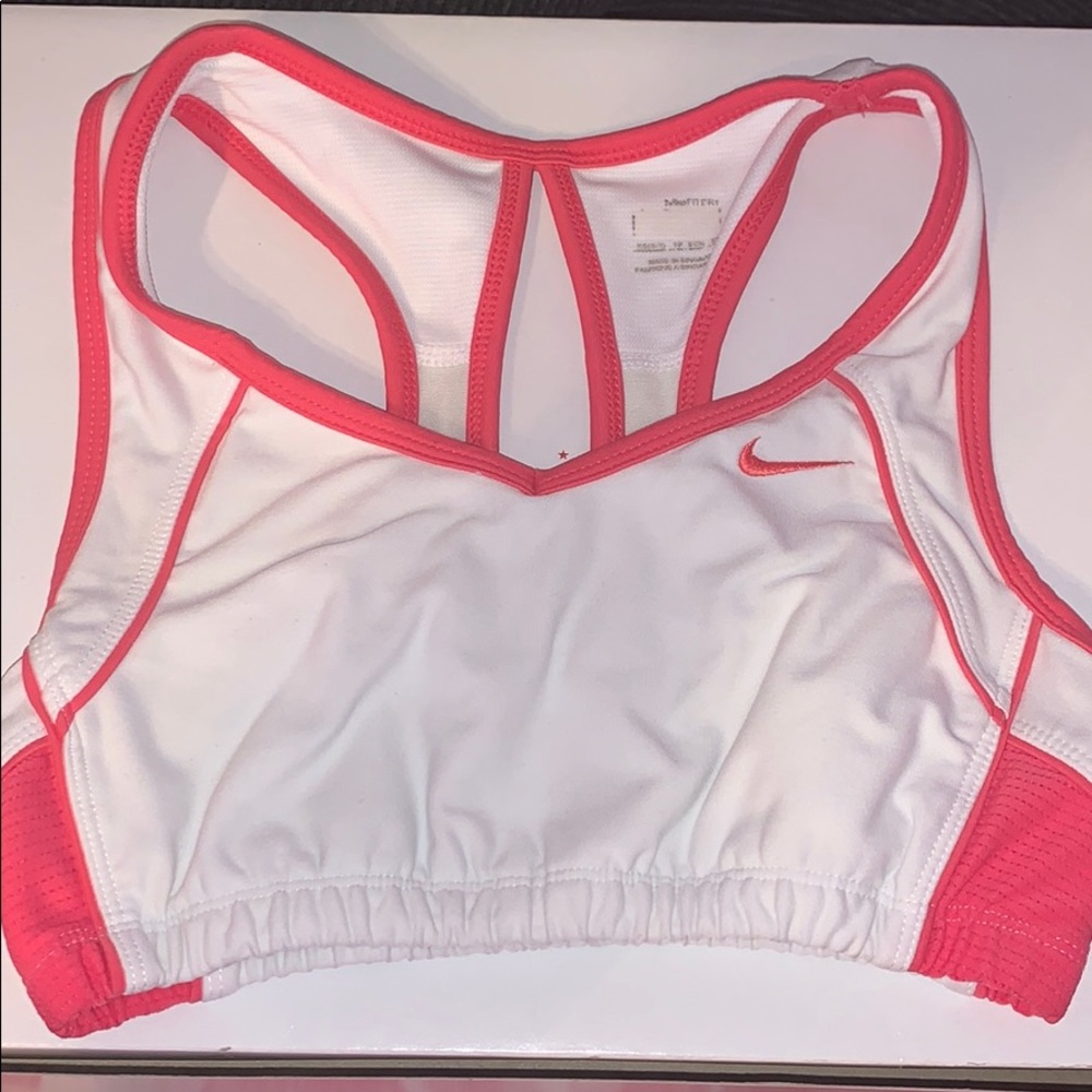 XS white & coral Nike sports bra